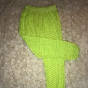 Mesh see-through neon green jogger bathing suit cover